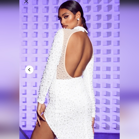 Fashion Nova Sparkling Backless Dress - White - Picture 3 of 16